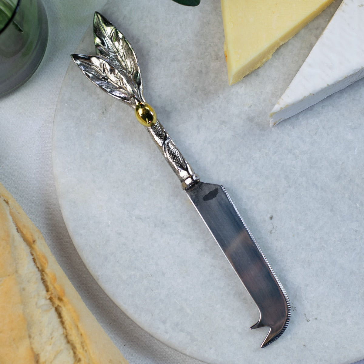 Olive Marble Cheeseboard with Knife