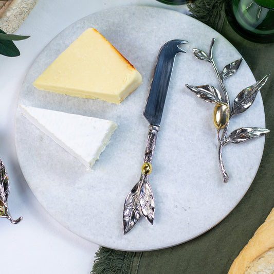 Olive Marble Cheeseboard with Knife