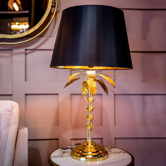 Palm Tree Table Lamp With Black Shade