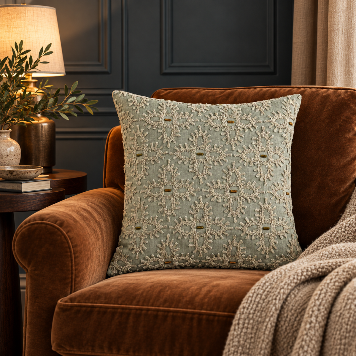 Meadow Stitch Sage | 58 x 58