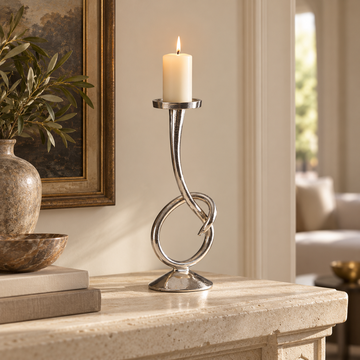 Twist Nickel Candle Holder