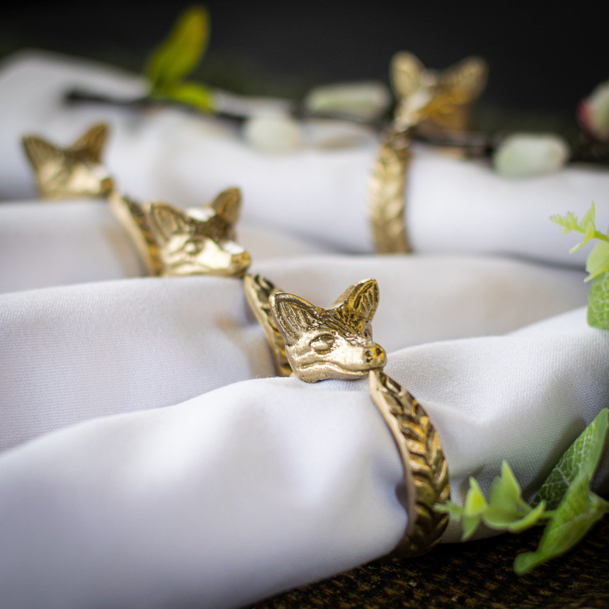 Gold Fox Napkin Rings x4