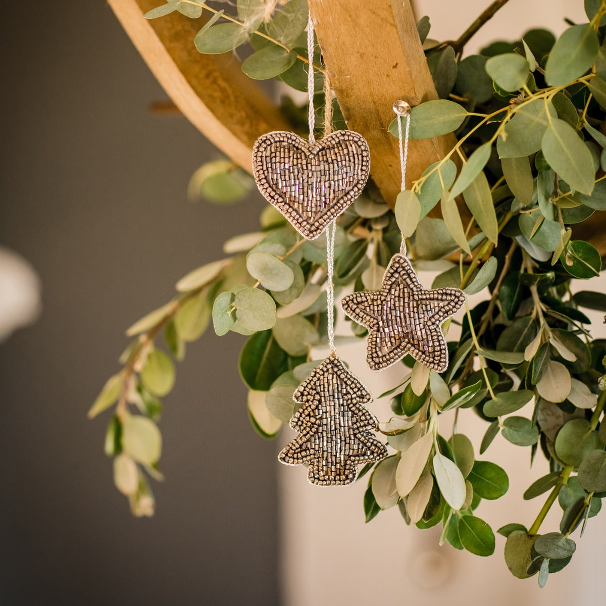Mini Embroidered Set of 3 Hanging Decorations