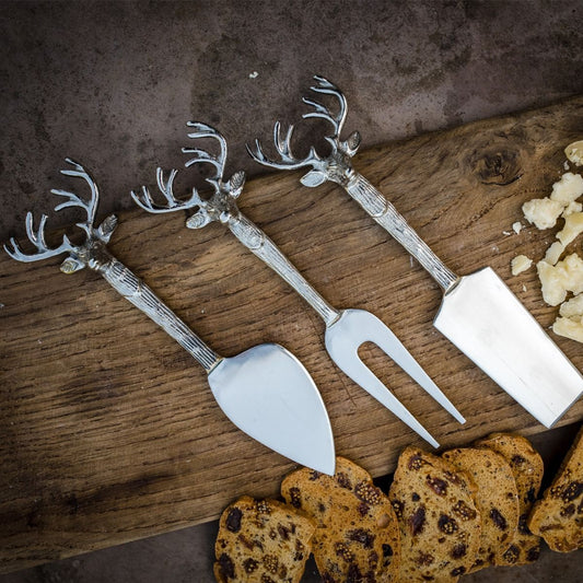 Set of 3 Stag Cheese Knives