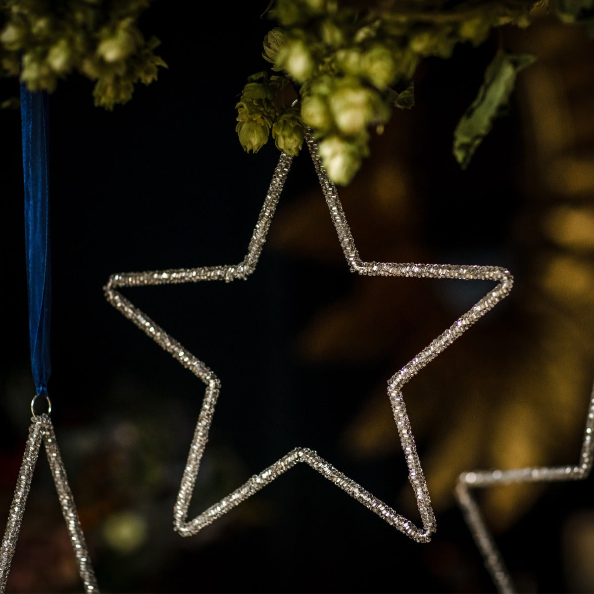 Small Silver Wire Star Hanging Decoration