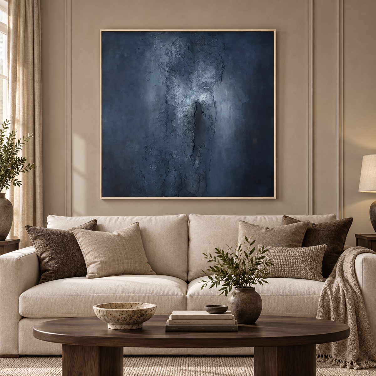 Stillwater Navy Framed Canvas | 120 cm