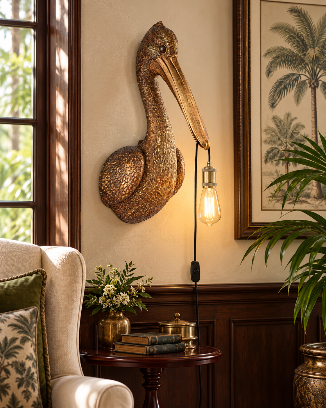 Antique Bronze Pelican Wall Light