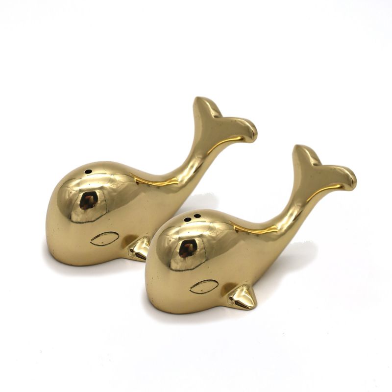 Brass Whale Salt & Pepper Set