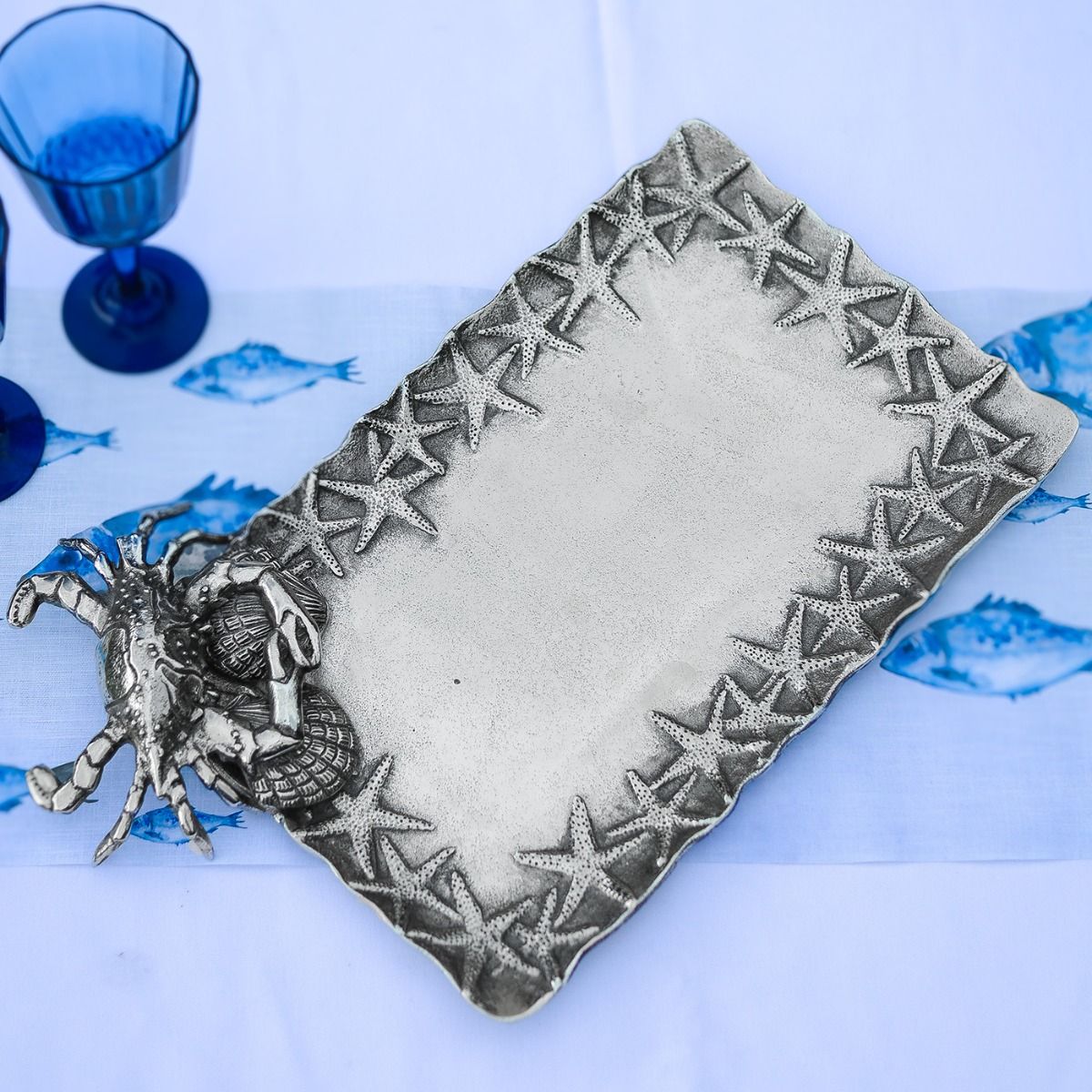 Crab Rectangular Platter | Silver
