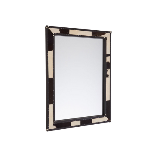 Black/White Genuine Cowhide Wall Mirror