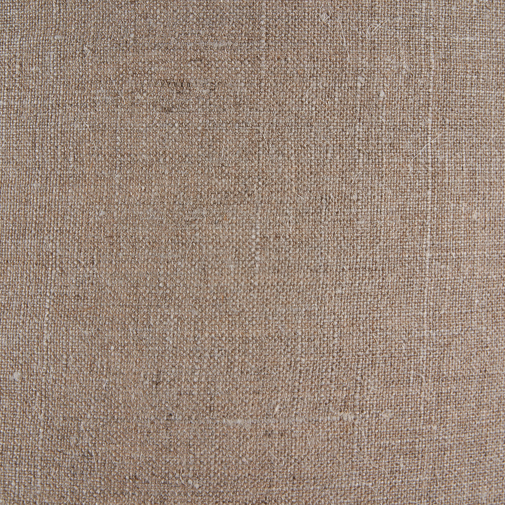 Antique Round Turned Wood Table Lamp & Natural Linen Shade