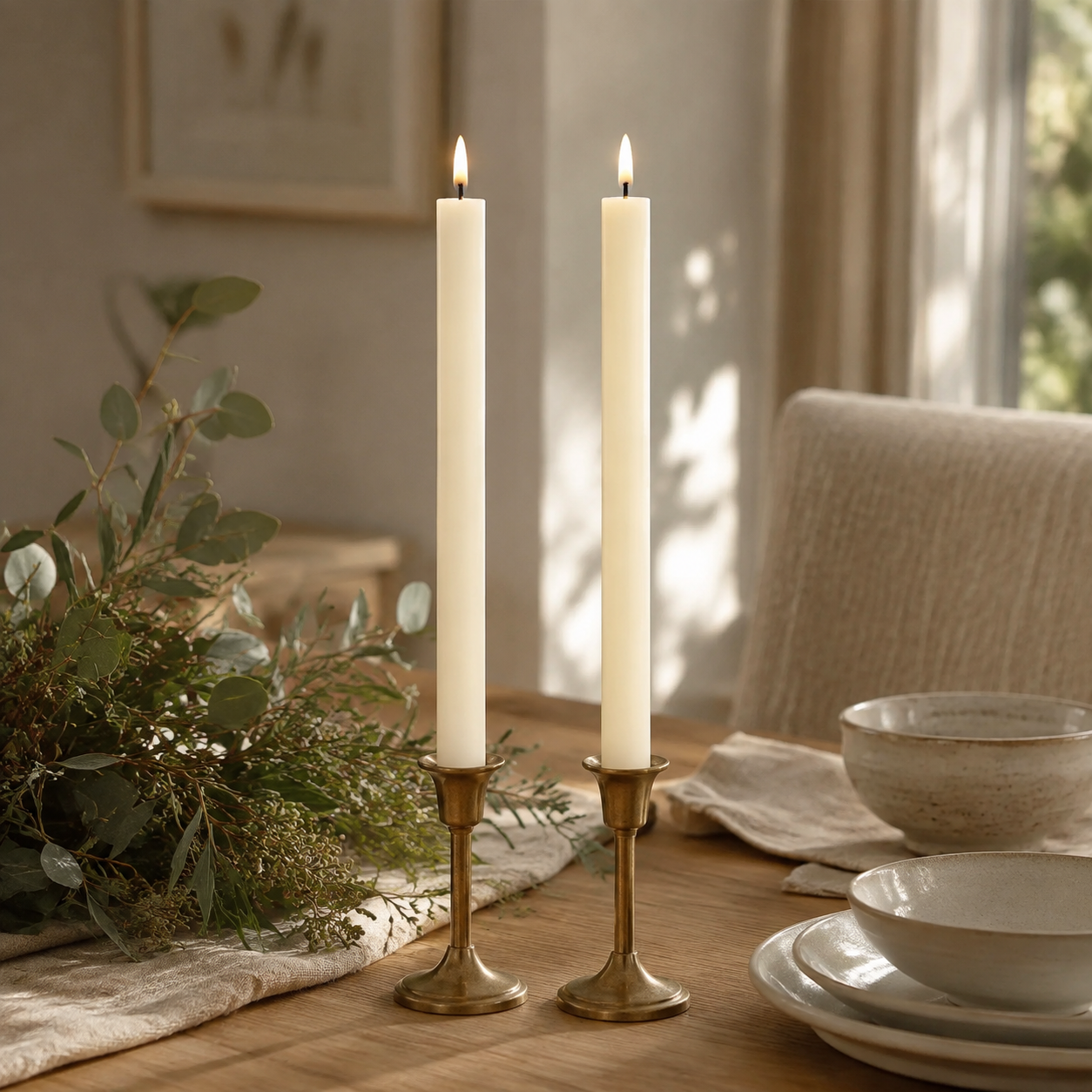 LED Dinner Candles Set of 2 Cream