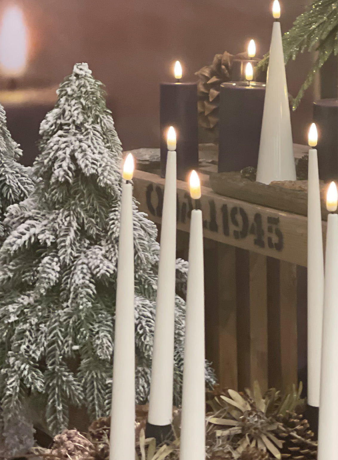 LED Cone Candle Cream 20cm