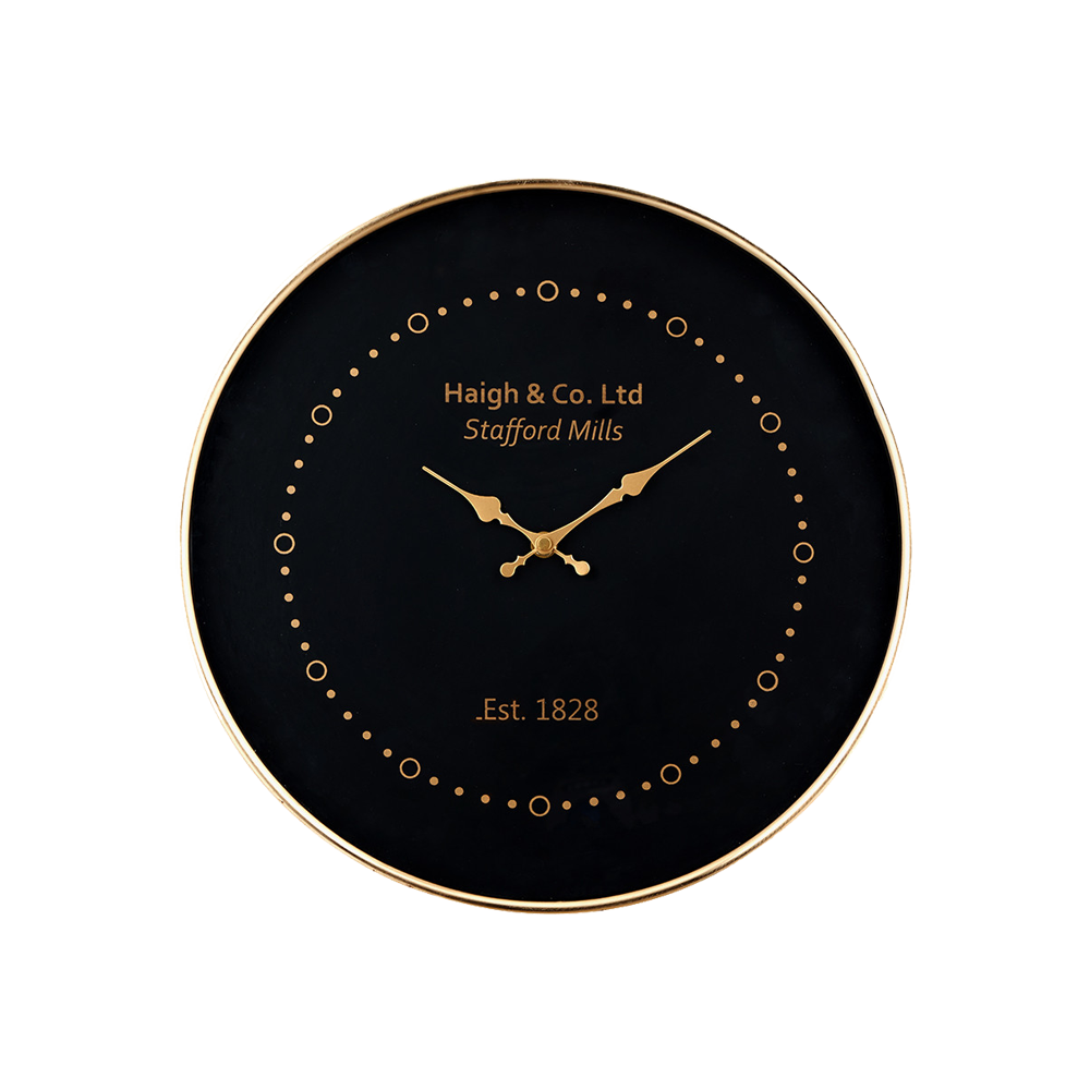 Black Wall Clock with Antique Brass Frame