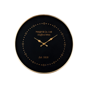 Black Wall Clock with Antique Brass Frame