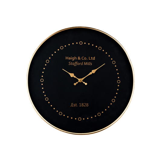 Black Wall Clock with Antique Brass Frame