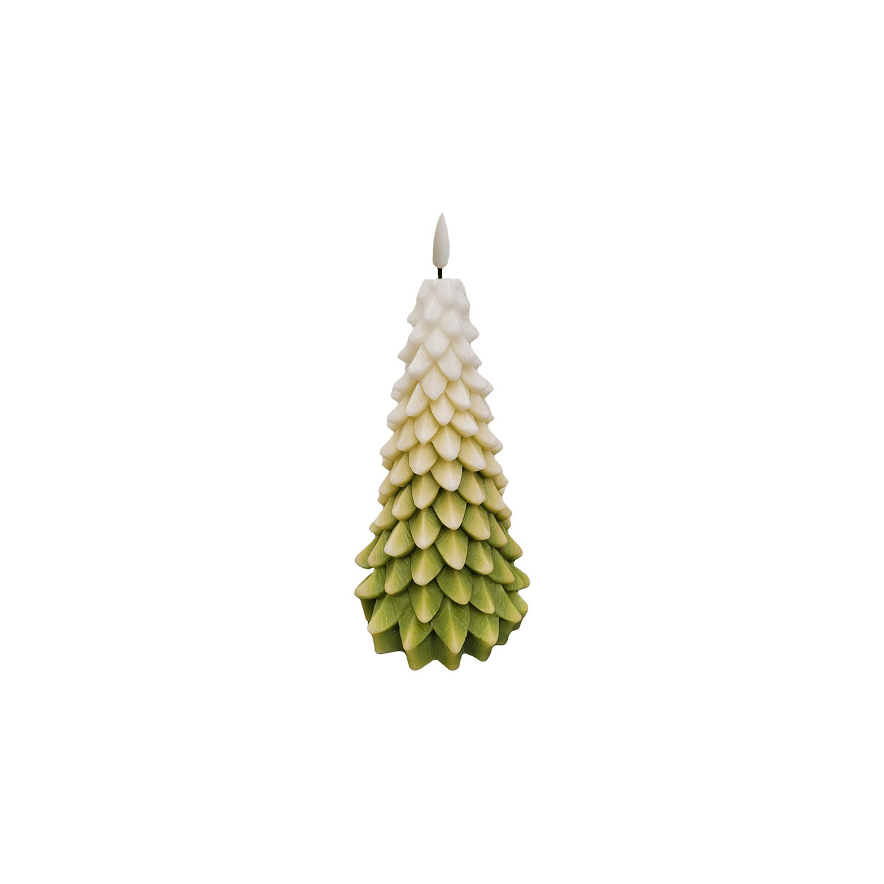 LED Christmas Tree Candle White & Green 18cm