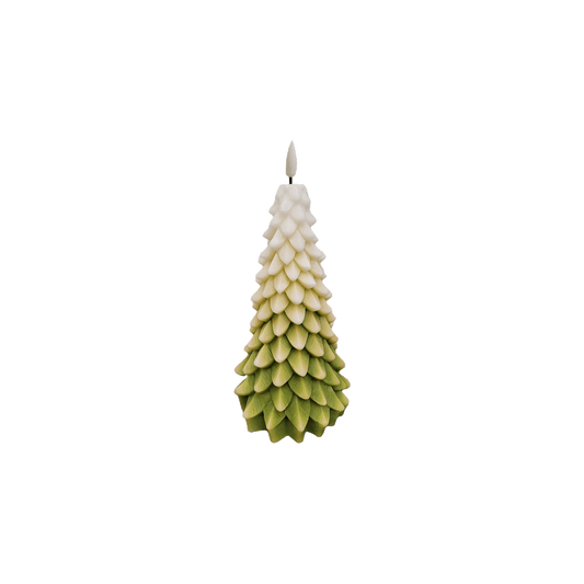 LED Christmas Tree Candle White & Green 18cm