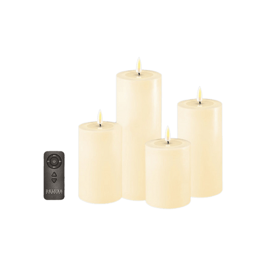 LED Candle Giftbox 4 Cream & Remote