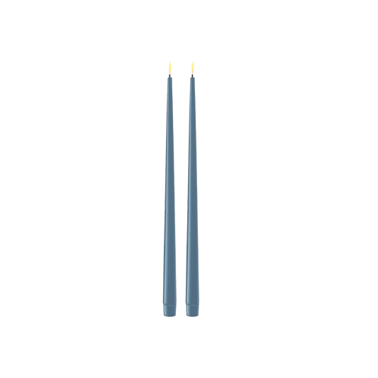 LED Cone Candle Ice Blue 38cm Set of 2