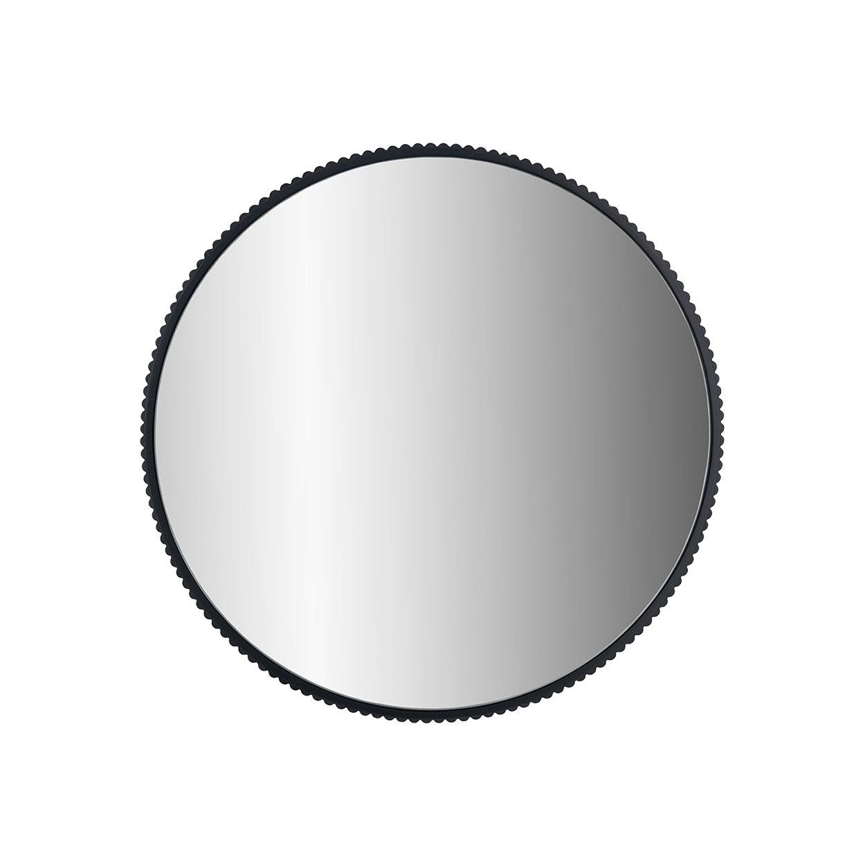 Black Metal Textured Edged Round Wall Mirror