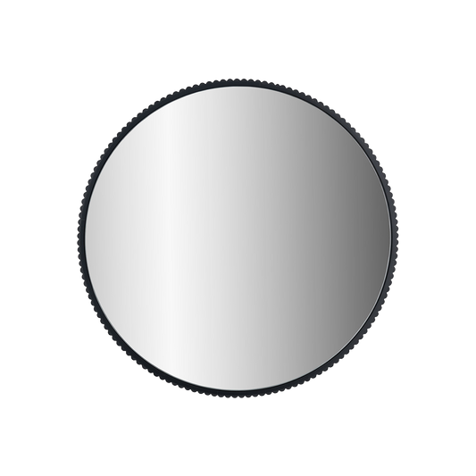 Black Metal Textured Edged Round Wall Mirror