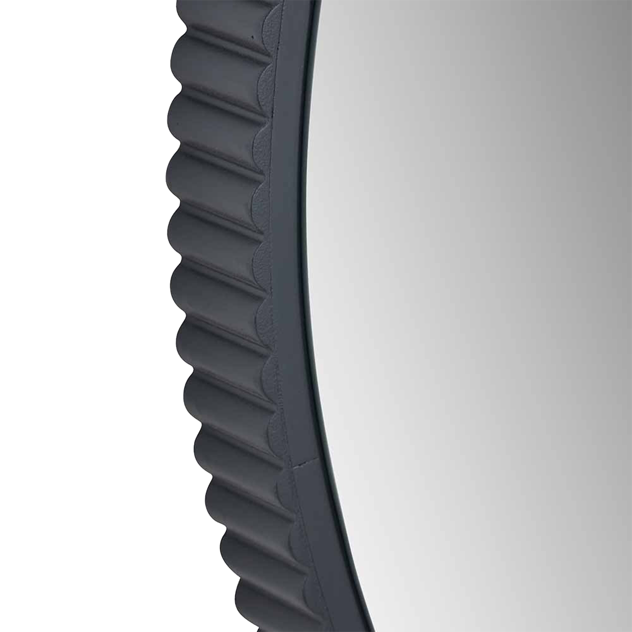 Black Metal Textured Edged Round Wall Mirror