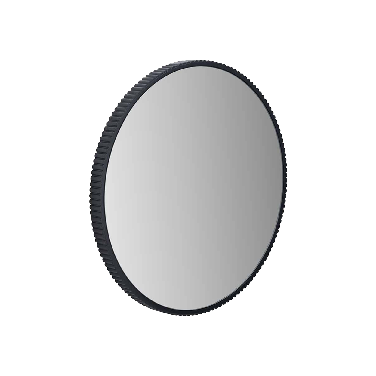 Black Metal Textured Edged Round Wall Mirror