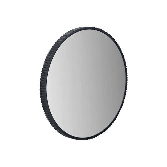 Black Metal Textured Edged Round Wall Mirror