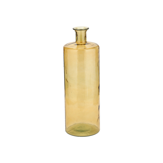 Tall Recycled Glass Bottle Vase Amber