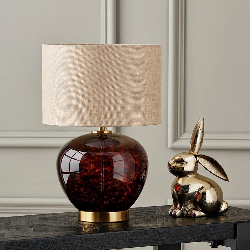 Lucien Tortoiseshell Glass Wide Table Lamp