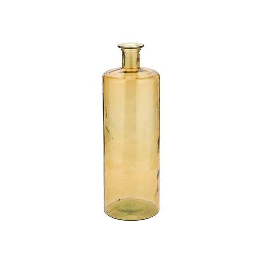 Tall Recycled Glass Bottle Vase Amber