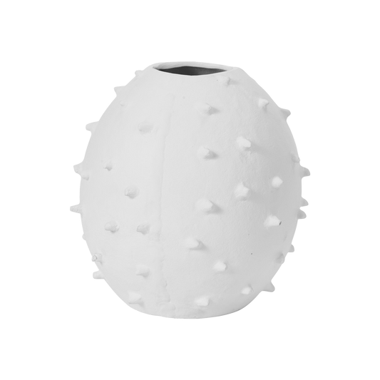 White Metal Vase with Bobbles
