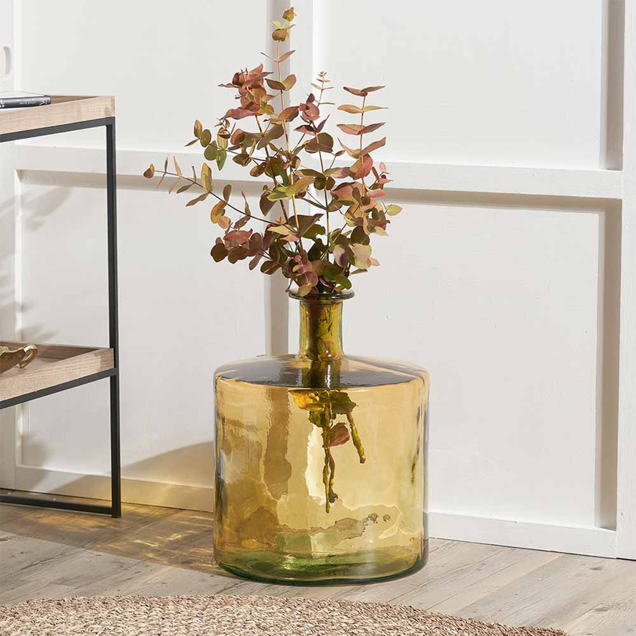Recycled Glass Bottle Vase Amber