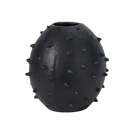 Black Metal Vase with Bobbles