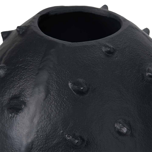 Black Metal Vase with Bobbles