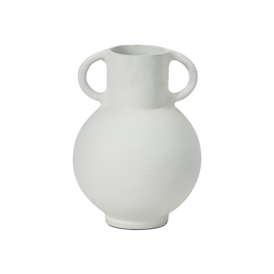 White Metal Vase with Handles