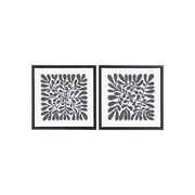 Set of 2 Black Leaf Print Square Wall Art