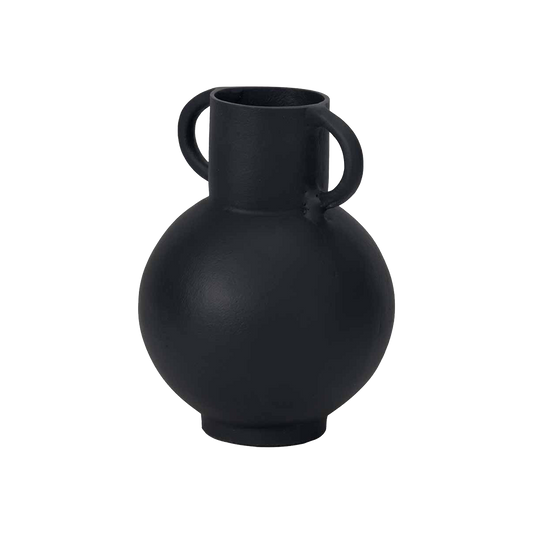 Black Metal Vase with Handles