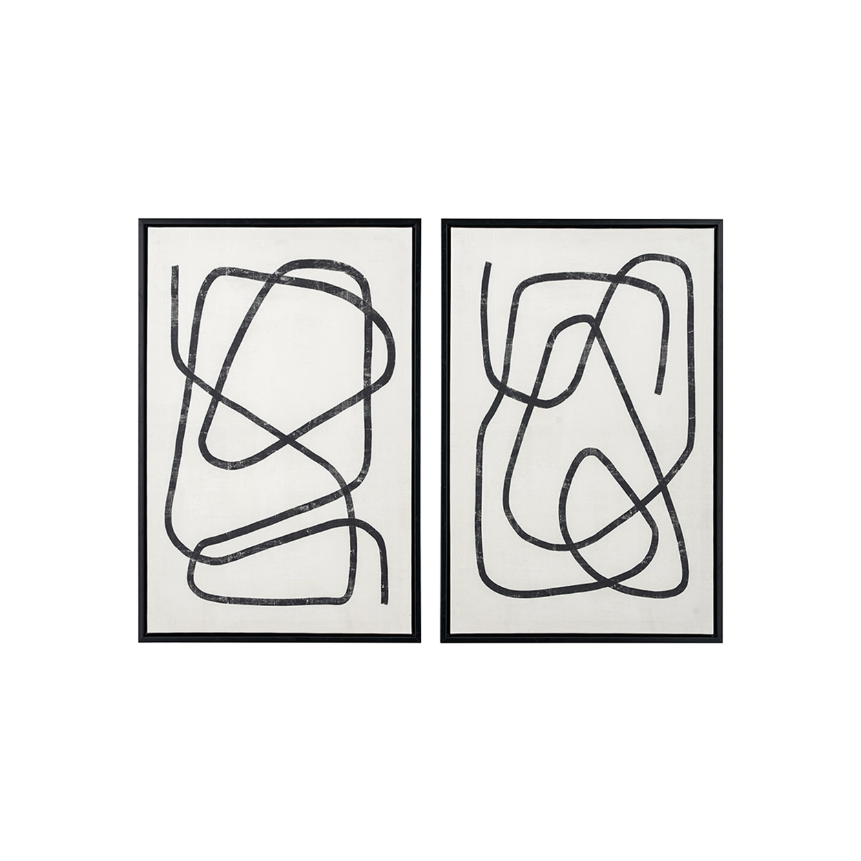 Set of 2 Black Squiggle Print Wall Art