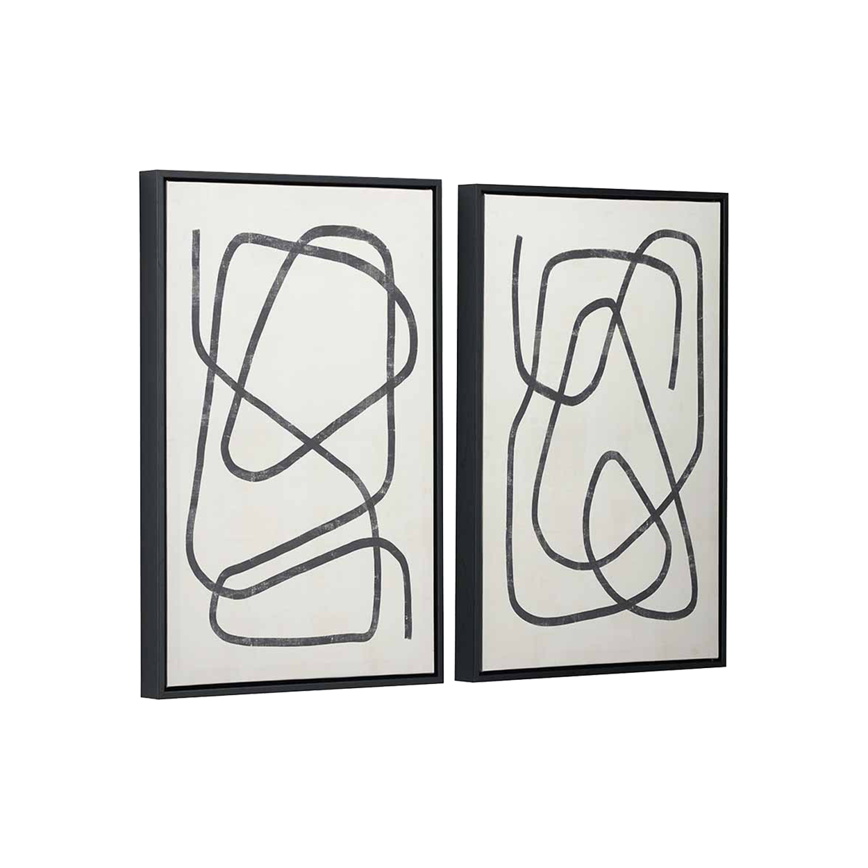 Set of 2 Black Squiggle Print Wall Art