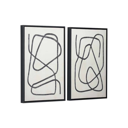 Set of 2 Black Squiggle Print Wall Art