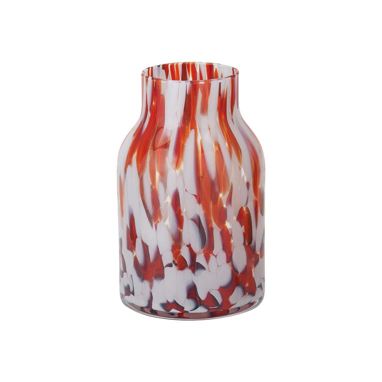 Red and White Tortoiseshell Glass Vase Tall