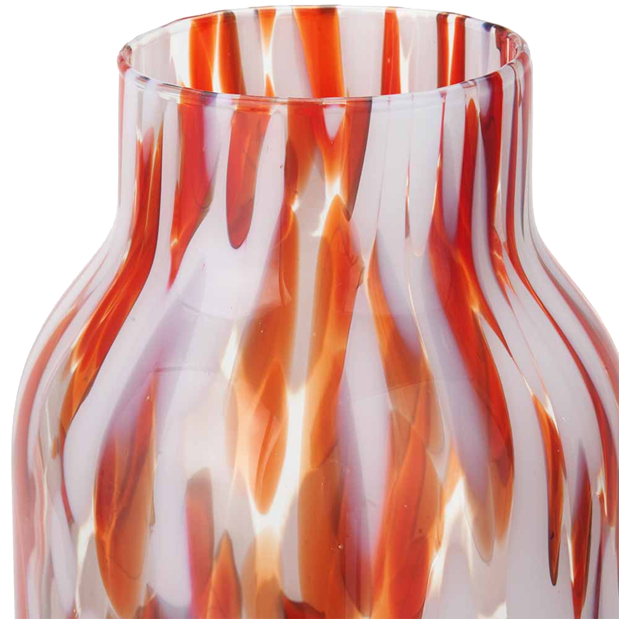 Red and White Tortoiseshell Glass Vase Tall