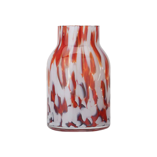 Red and White Tortoiseshell Glass Vase Tall