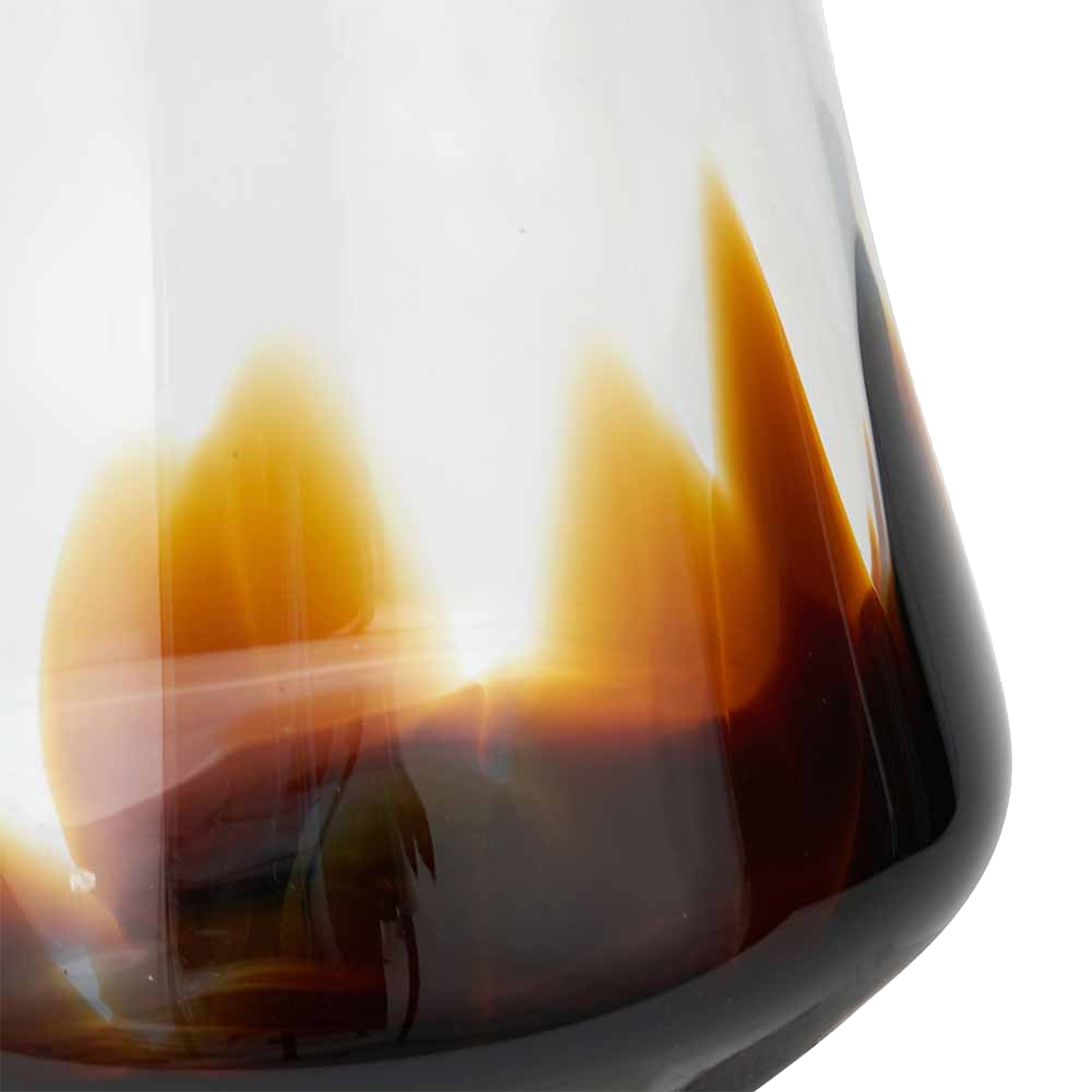 Pecan Brown and Clear Glass Bell Shaped Vase Large