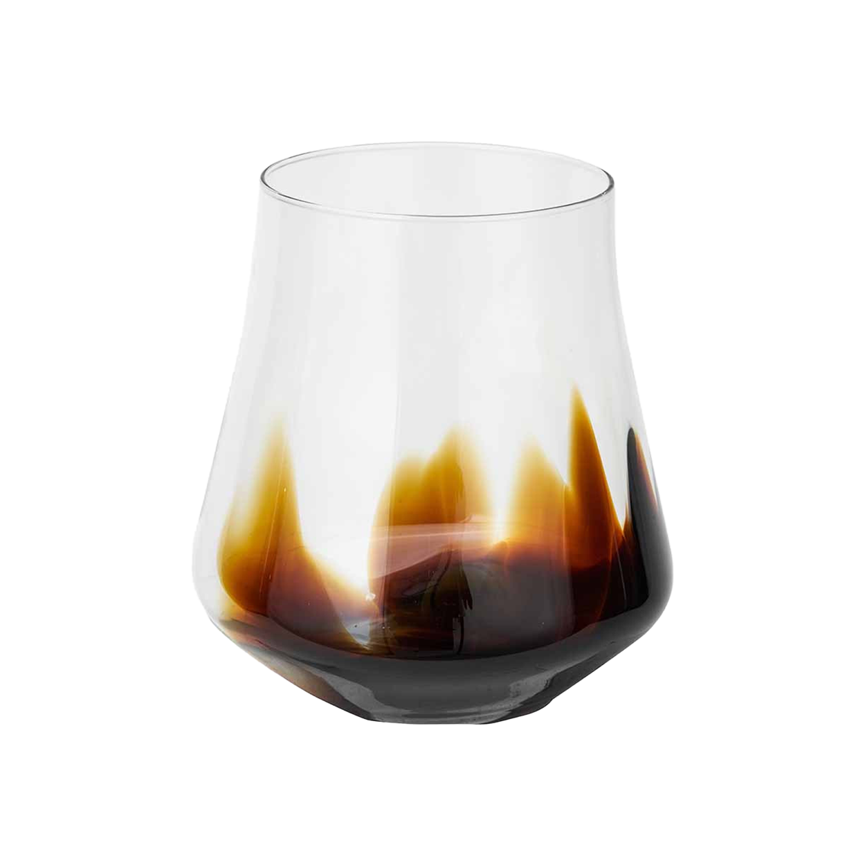 Pecan Brown and Clear Glass Bell Shaped Vase Large