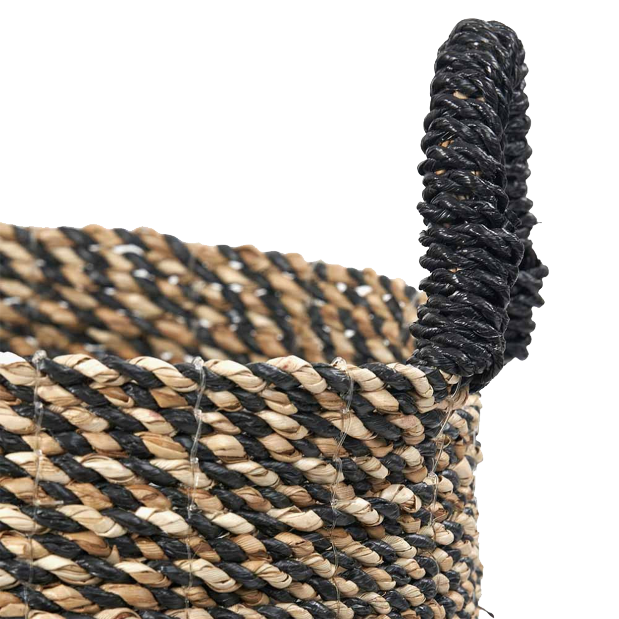 Set of 2 Seagrass Natural & Black Baskets