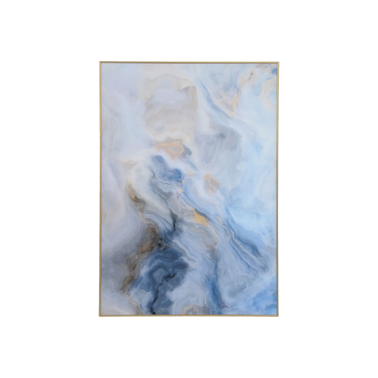 Blue And Gold Marble Effect Glass Wall Art