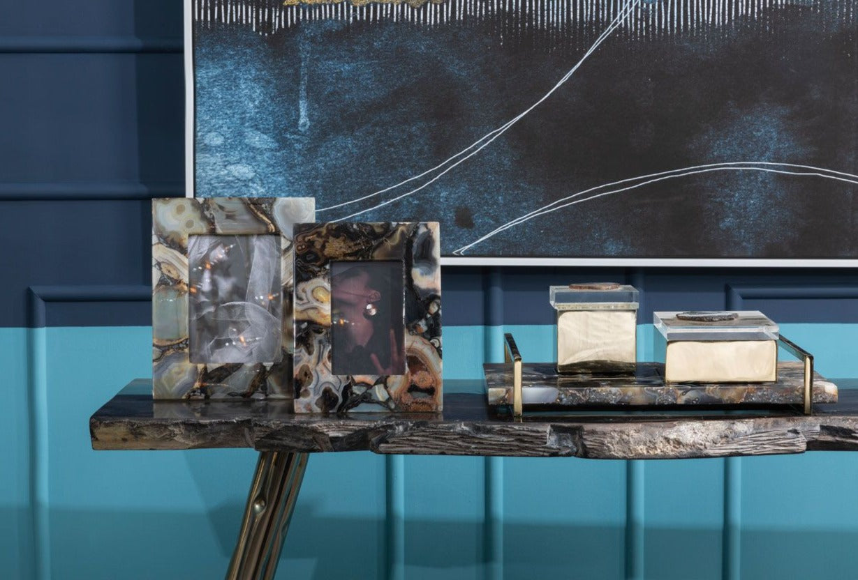 Black & Gold Agate Luxury Tray